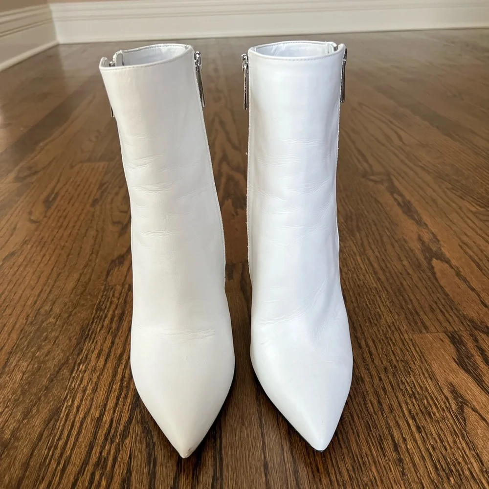Michael Kors White Pointed Toe Ankle Boots